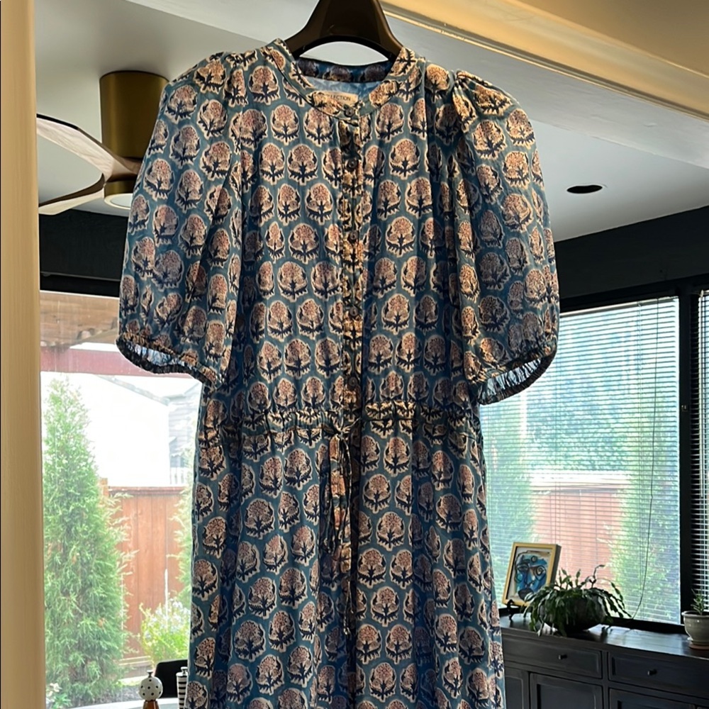 Emerson Fry Blue and Pink Midi Dress